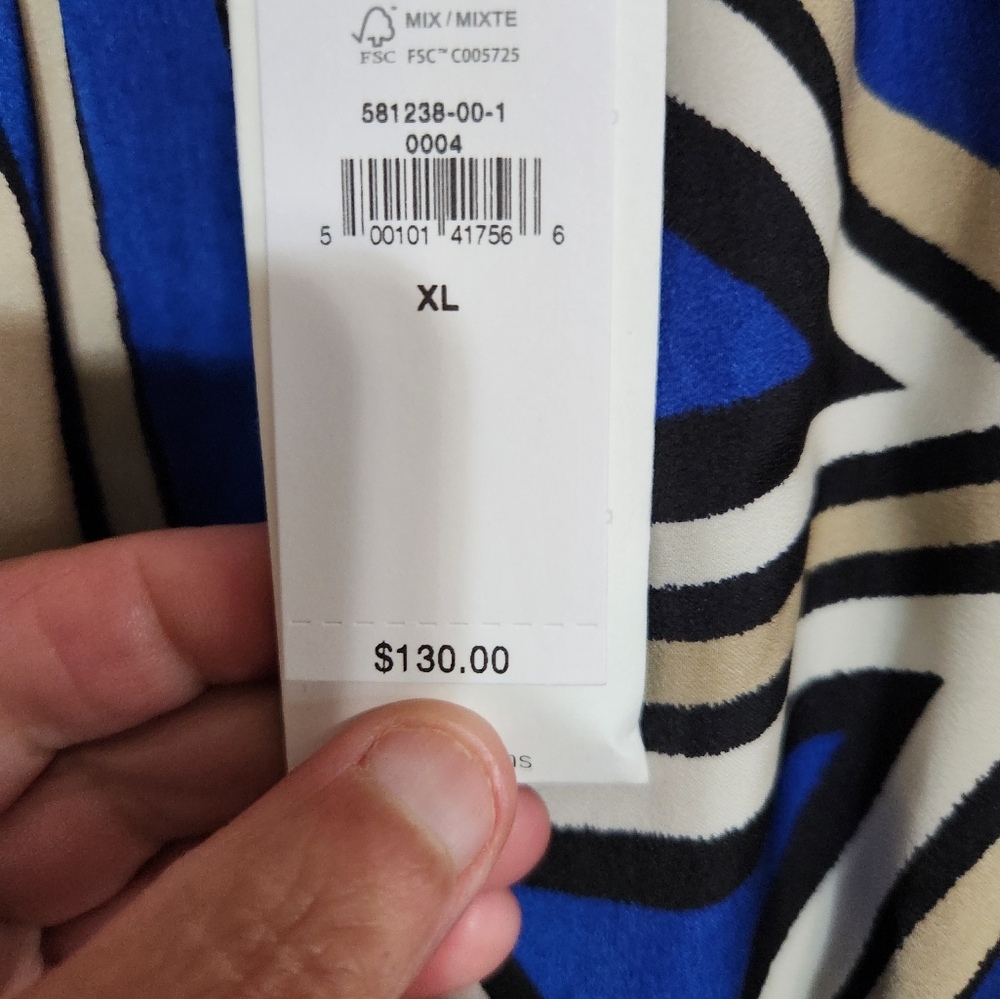 Nwt Womens Banana Republic Blue and White Geometric Dress - Picture 11 of 12